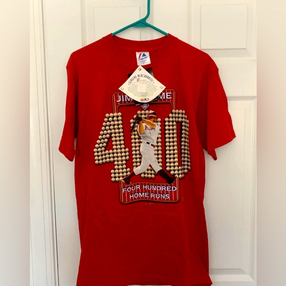 Vintage Philadelphia Phillies Jim Thome 400 HR Majestic T Shirt Mens Medium